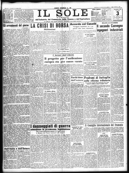 Il sole : giornale commerciale, agricolo, industriale... : organo ufficiale della Camera di commercio e industria di Milano ...