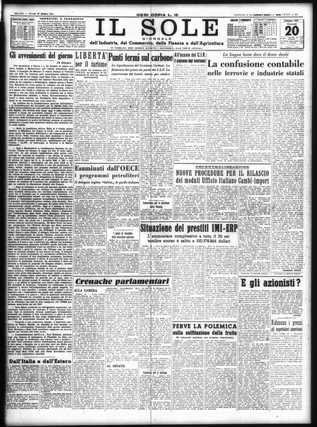 Il sole : giornale commerciale, agricolo, industriale... : organo ufficiale della Camera di commercio e industria di Milano ...