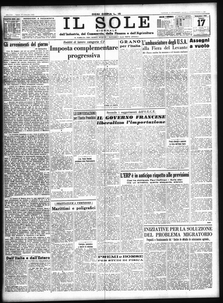 Il sole : giornale commerciale, agricolo, industriale... : organo ufficiale della Camera di commercio e industria di Milano ...