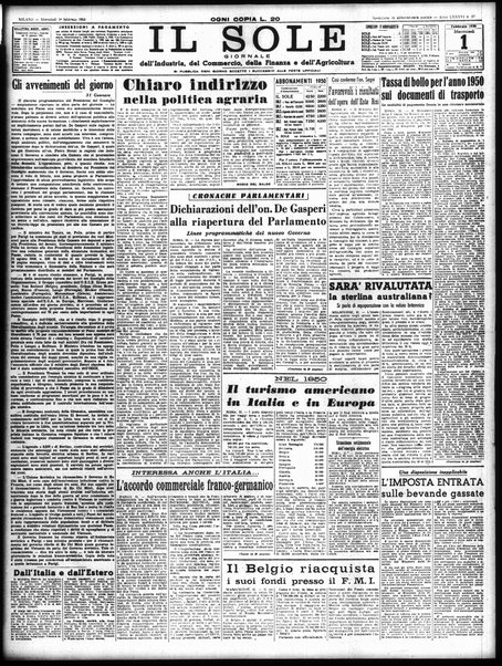 Il sole : giornale commerciale, agricolo, industriale... : organo ufficiale della Camera di commercio e industria di Milano ...