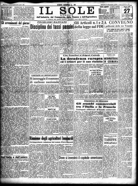 Il sole : giornale commerciale, agricolo, industriale... : organo ufficiale della Camera di commercio e industria di Milano ...