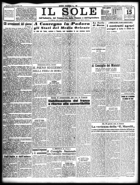 Il sole : giornale commerciale, agricolo, industriale... : organo ufficiale della Camera di commercio e industria di Milano ...
