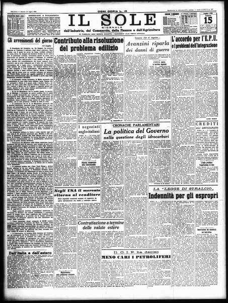 Il sole : giornale commerciale, agricolo, industriale... : organo ufficiale della Camera di commercio e industria di Milano ...