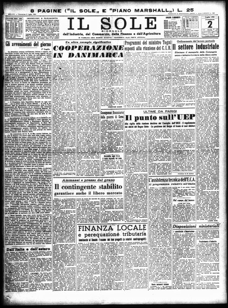 Il sole : giornale commerciale, agricolo, industriale... : organo ufficiale della Camera di commercio e industria di Milano ...