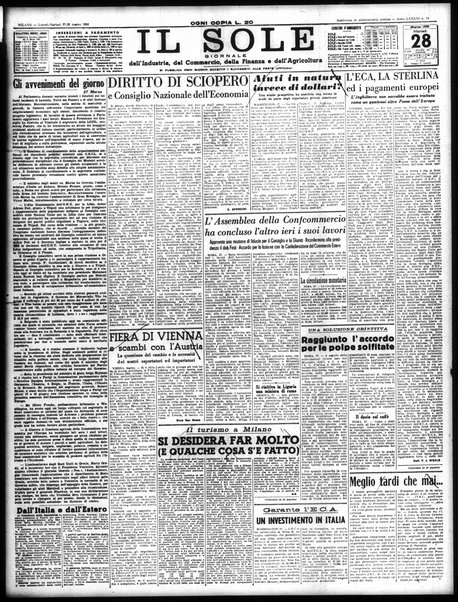 Il sole : giornale commerciale, agricolo, industriale... : organo ufficiale della Camera di commercio e industria di Milano ...