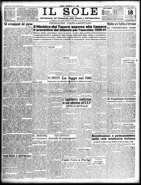 Il sole : giornale commerciale, agricolo, industriale... : organo ufficiale della Camera di commercio e industria di Milano ...