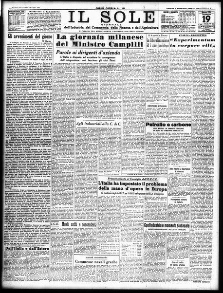 Il sole : giornale commerciale, agricolo, industriale... : organo ufficiale della Camera di commercio e industria di Milano ...