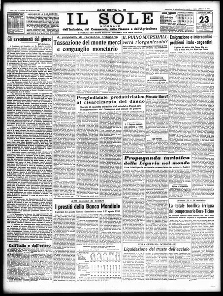 Il sole : giornale commerciale, agricolo, industriale... : organo ufficiale della Camera di commercio e industria di Milano ...