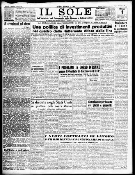 Il sole : giornale commerciale, agricolo, industriale... : organo ufficiale della Camera di commercio e industria di Milano ...