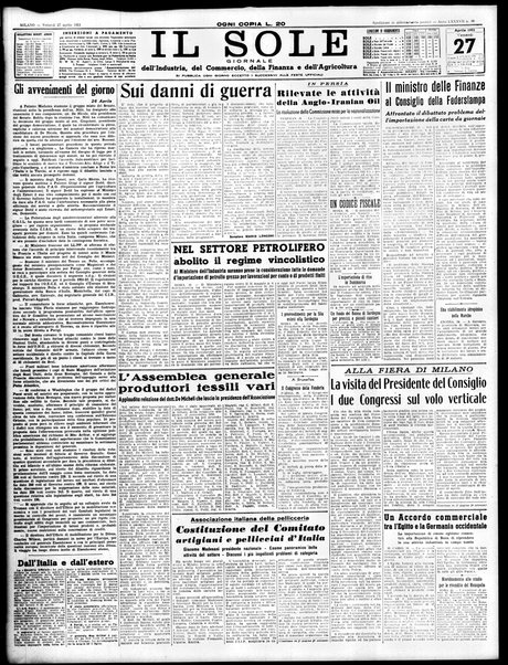 Il sole : giornale commerciale, agricolo, industriale... : organo ufficiale della Camera di commercio e industria di Milano ...