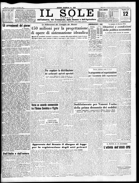 Il sole : giornale commerciale, agricolo, industriale... : organo ufficiale della Camera di commercio e industria di Milano ...