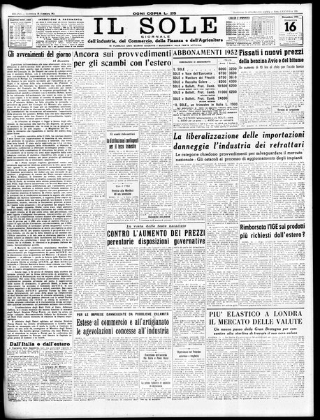 Il sole : giornale commerciale, agricolo, industriale... : organo ufficiale della Camera di commercio e industria di Milano ...