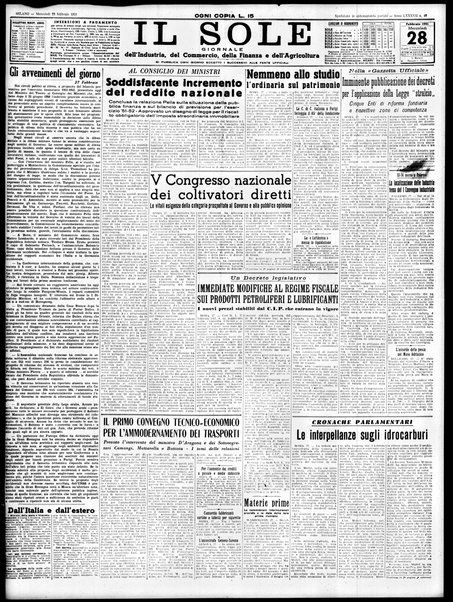 Il sole : giornale commerciale, agricolo, industriale... : organo ufficiale della Camera di commercio e industria di Milano ...