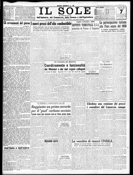 Il sole : giornale commerciale, agricolo, industriale... : organo ufficiale della Camera di commercio e industria di Milano ...