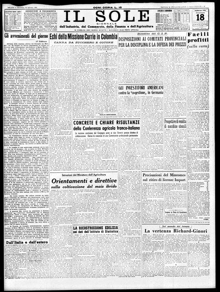 Il sole : giornale commerciale, agricolo, industriale... : organo ufficiale della Camera di commercio e industria di Milano ...