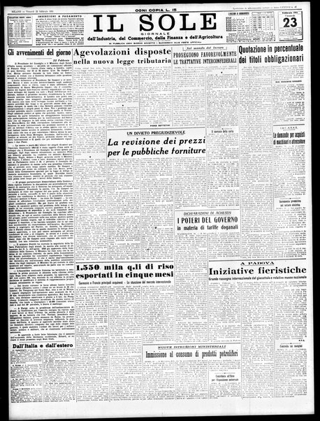 Il sole : giornale commerciale, agricolo, industriale... : organo ufficiale della Camera di commercio e industria di Milano ...