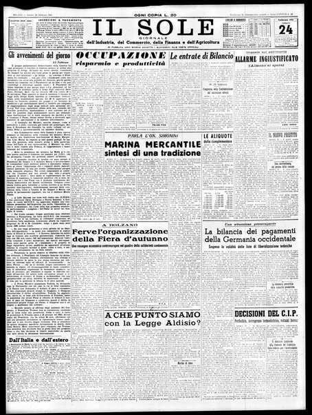 Il sole : giornale commerciale, agricolo, industriale... : organo ufficiale della Camera di commercio e industria di Milano ...