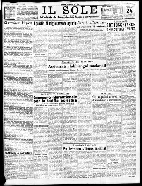 Il sole : giornale commerciale, agricolo, industriale... : organo ufficiale della Camera di commercio e industria di Milano ...