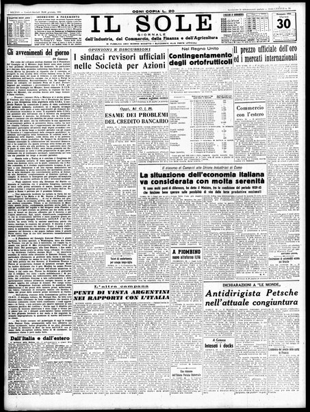 Il sole : giornale commerciale, agricolo, industriale... : organo ufficiale della Camera di commercio e industria di Milano ...