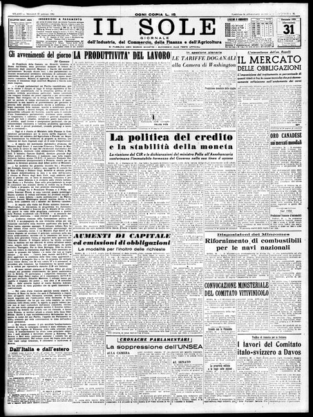 Il sole : giornale commerciale, agricolo, industriale... : organo ufficiale della Camera di commercio e industria di Milano ...