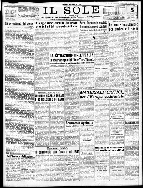 Il sole : giornale commerciale, agricolo, industriale... : organo ufficiale della Camera di commercio e industria di Milano ...