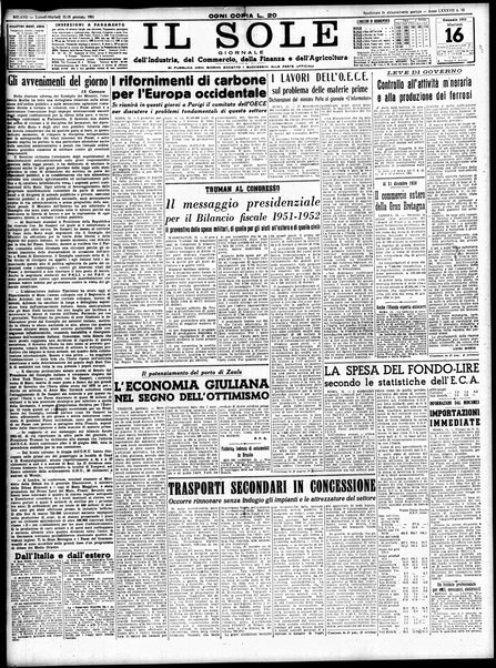 Il sole : giornale commerciale, agricolo, industriale... : organo ufficiale della Camera di commercio e industria di Milano ...