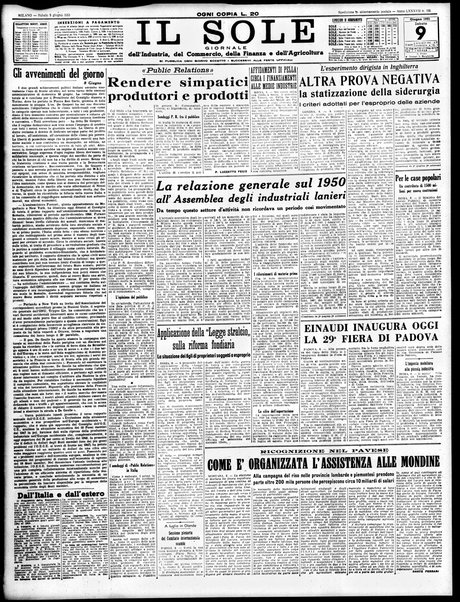 Il sole : giornale commerciale, agricolo, industriale... : organo ufficiale della Camera di commercio e industria di Milano ...