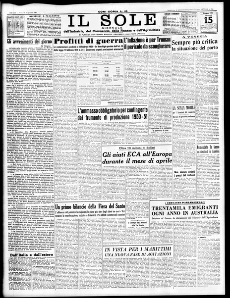 Il sole : giornale commerciale, agricolo, industriale... : organo ufficiale della Camera di commercio e industria di Milano ...