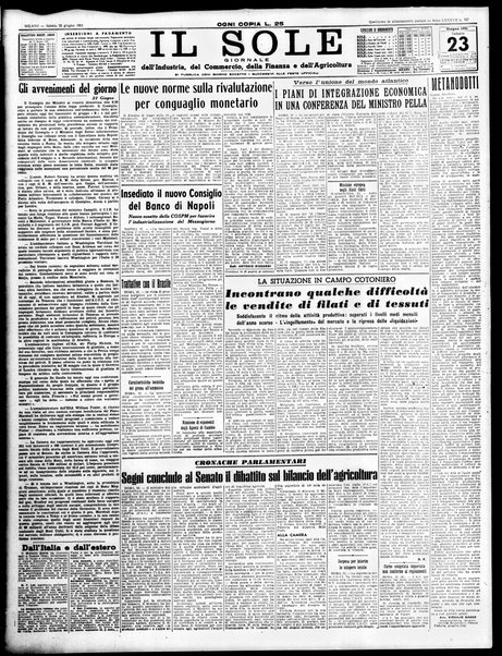 Il sole : giornale commerciale, agricolo, industriale... : organo ufficiale della Camera di commercio e industria di Milano ...