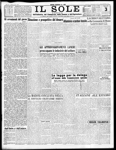 Il sole : giornale commerciale, agricolo, industriale... : organo ufficiale della Camera di commercio e industria di Milano ...