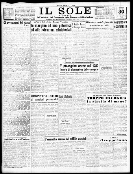 Il sole : giornale commerciale, agricolo, industriale... : organo ufficiale della Camera di commercio e industria di Milano ...