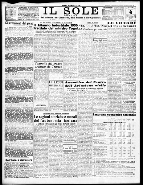 Il sole : giornale commerciale, agricolo, industriale... : organo ufficiale della Camera di commercio e industria di Milano ...