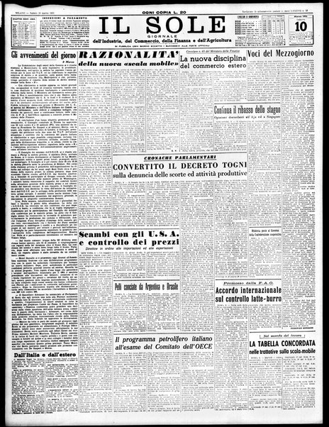 Il sole : giornale commerciale, agricolo, industriale... : organo ufficiale della Camera di commercio e industria di Milano ...