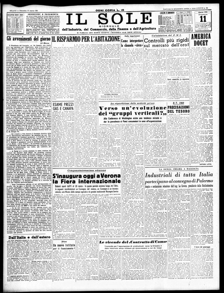 Il sole : giornale commerciale, agricolo, industriale... : organo ufficiale della Camera di commercio e industria di Milano ...