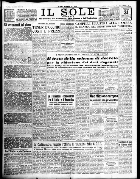 Il sole : giornale commerciale, agricolo, industriale... : organo ufficiale della Camera di commercio e industria di Milano ...