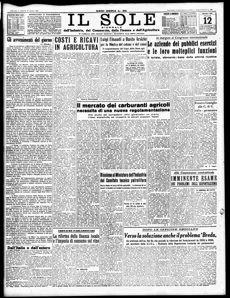 Il sole : giornale commerciale, agricolo, industriale... : organo ufficiale della Camera di commercio e industria di Milano ...