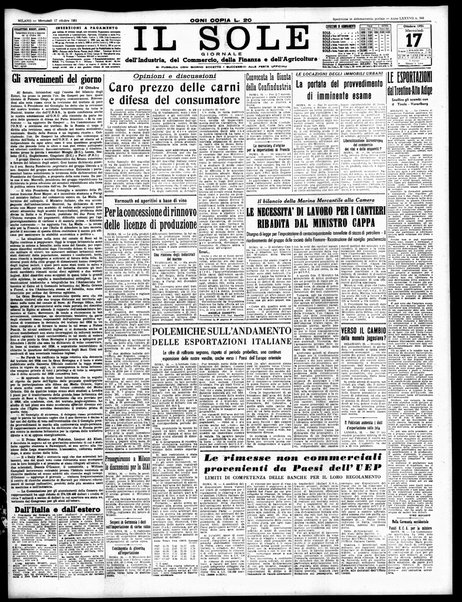 Il sole : giornale commerciale, agricolo, industriale... : organo ufficiale della Camera di commercio e industria di Milano ...