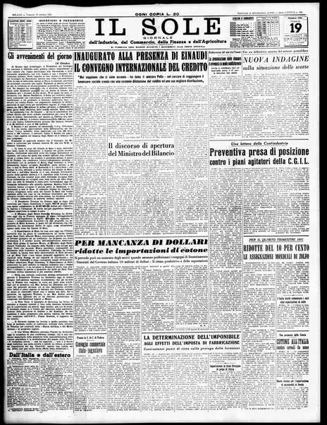 Il sole : giornale commerciale, agricolo, industriale... : organo ufficiale della Camera di commercio e industria di Milano ...