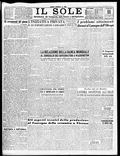 Il sole : giornale commerciale, agricolo, industriale... : organo ufficiale della Camera di commercio e industria di Milano ...