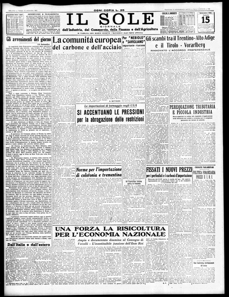 Il sole : giornale commerciale, agricolo, industriale... : organo ufficiale della Camera di commercio e industria di Milano ...