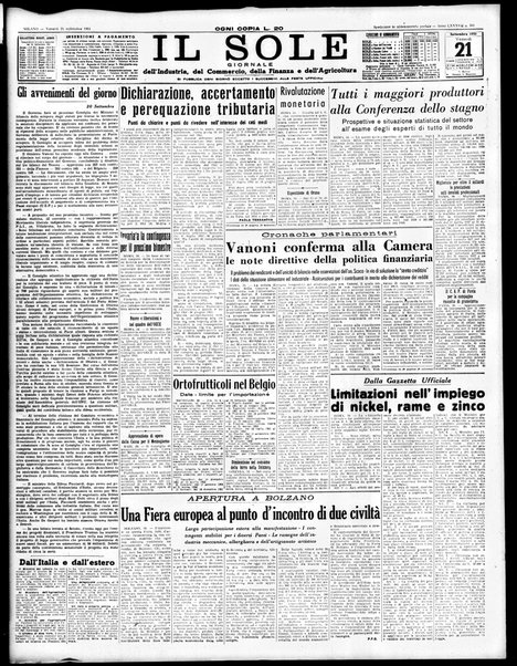 Il sole : giornale commerciale, agricolo, industriale... : organo ufficiale della Camera di commercio e industria di Milano ...