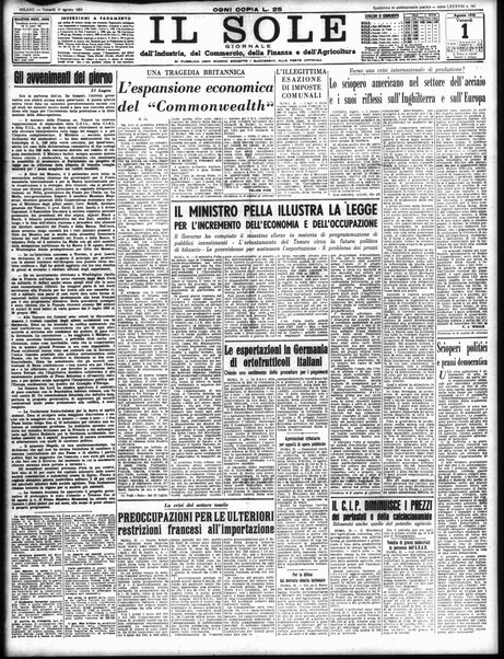 Il sole : giornale commerciale, agricolo, industriale... : organo ufficiale della Camera di commercio e industria di Milano ...