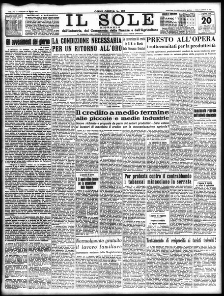 Il sole : giornale commerciale, agricolo, industriale... : organo ufficiale della Camera di commercio e industria di Milano ...