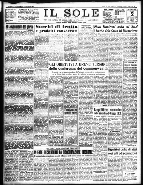 Il sole : giornale commerciale, agricolo, industriale... : organo ufficiale della Camera di commercio e industria di Milano ...
