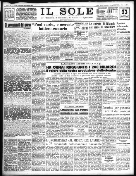 Il sole : giornale commerciale, agricolo, industriale... : organo ufficiale della Camera di commercio e industria di Milano ...