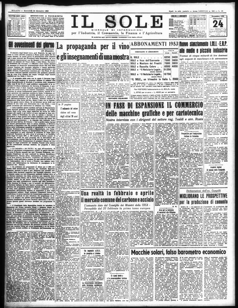 Il sole : giornale commerciale, agricolo, industriale... : organo ufficiale della Camera di commercio e industria di Milano ...