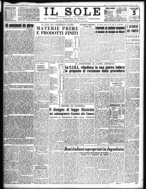 Il sole : giornale commerciale, agricolo, industriale... : organo ufficiale della Camera di commercio e industria di Milano ...