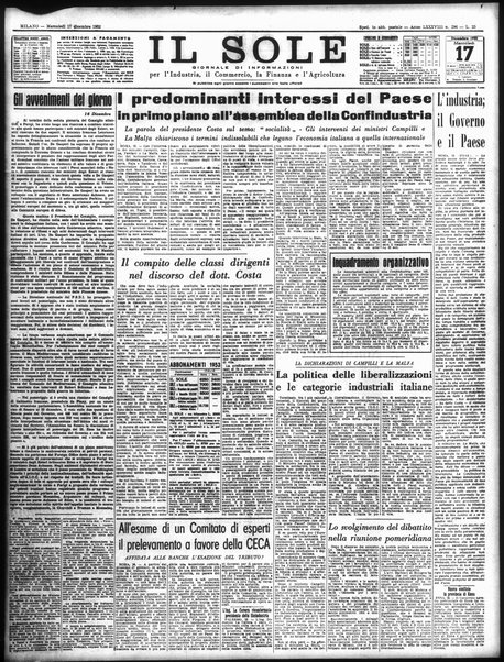 Il sole : giornale commerciale, agricolo, industriale... : organo ufficiale della Camera di commercio e industria di Milano ...