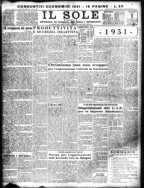 Il sole : giornale commerciale, agricolo, industriale... : organo ufficiale della Camera di commercio e industria di Milano ...