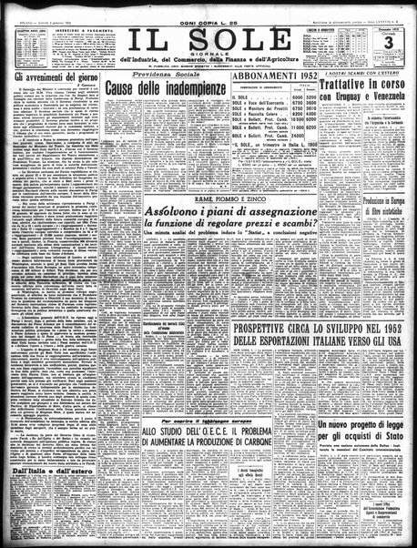 Il sole : giornale commerciale, agricolo, industriale... : organo ufficiale della Camera di commercio e industria di Milano ...